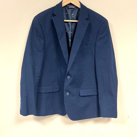 Tommy Hilfiger navy textured jacket.   Size L - Picture 1 of 7